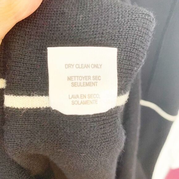 Worth 100% Wool Duster and Midi Dress Two Piece Set Women’s Black Cream Medium M - Picture 7 of 12